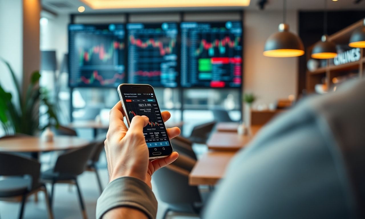 スマホでFXチャートを確認する様子