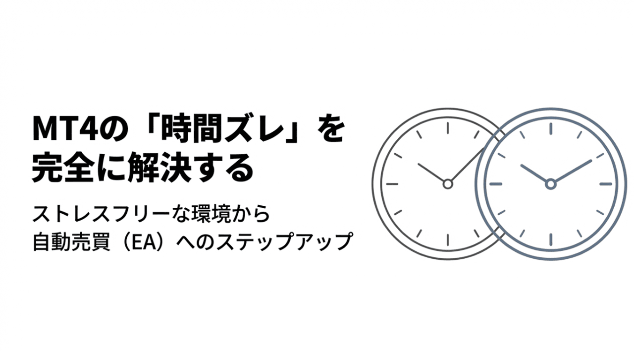 MT4の時間ズレを解決し自動売買へ進む全体イメージ図
