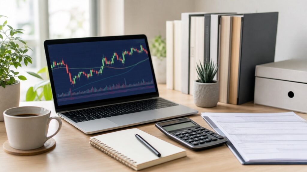 FX自動売買副業の税金とリスクを確認するデスク