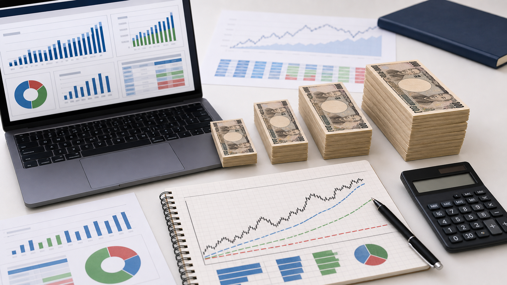 FX自動売買の資金別シミュレーションを表とグラフで確認するイメージ