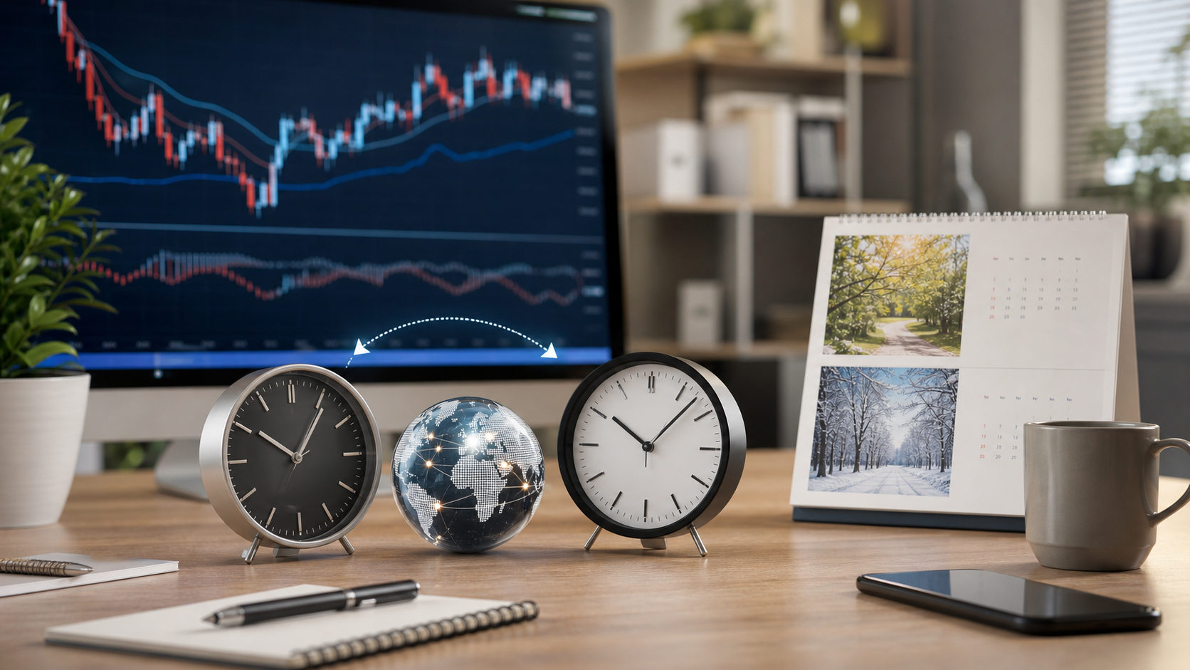 MT4のサーバー時間と日本時間の時差を確認するイメージ