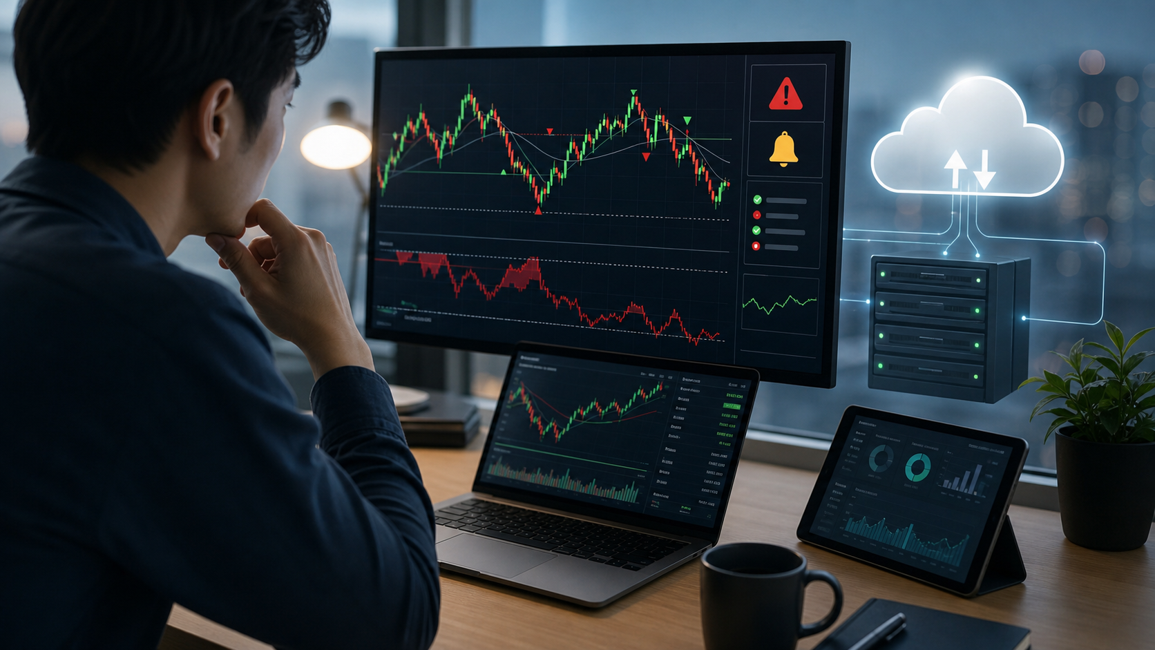 FX AI運用でリスク管理と稼働監視を確認する画面