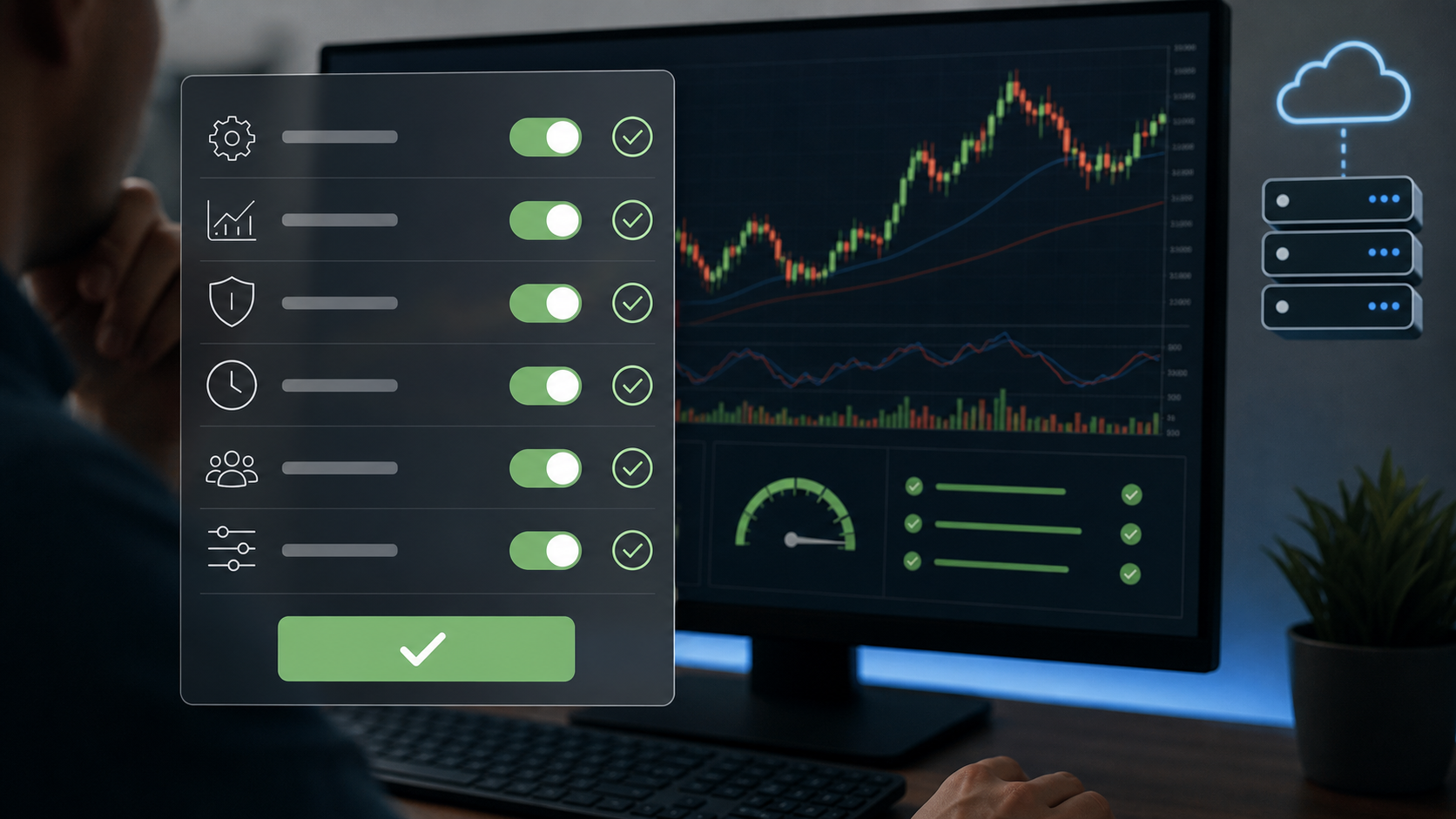 MT4のEA設定と自動売買許可を確認するイメージ