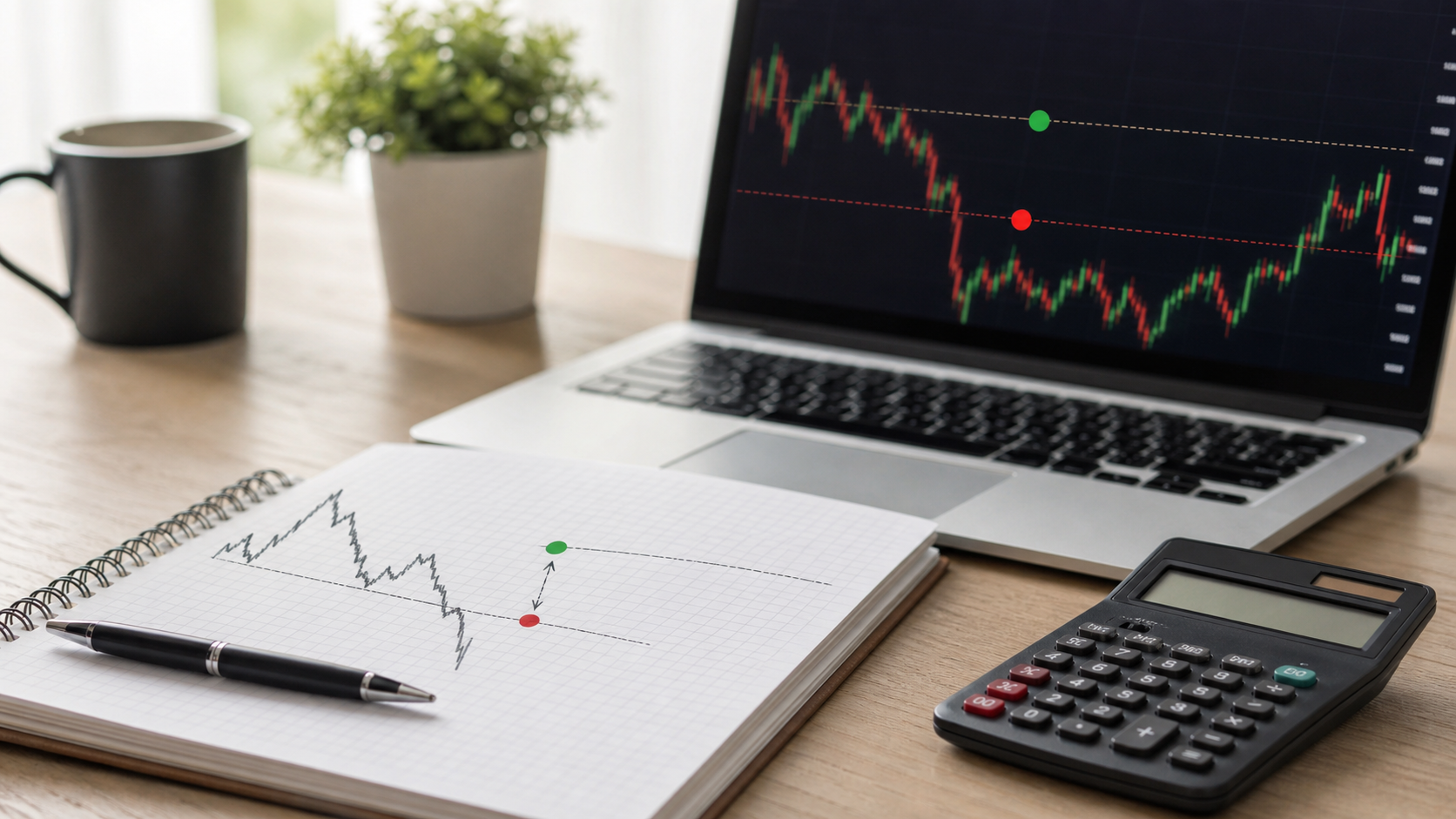 FXナンピンの平均取得単価を確認するノートとチャート