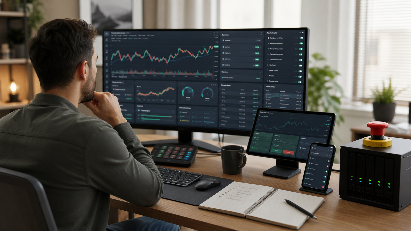 TradingView連携のFX自動売買でロットや停止条件を確認する運用管理の様子