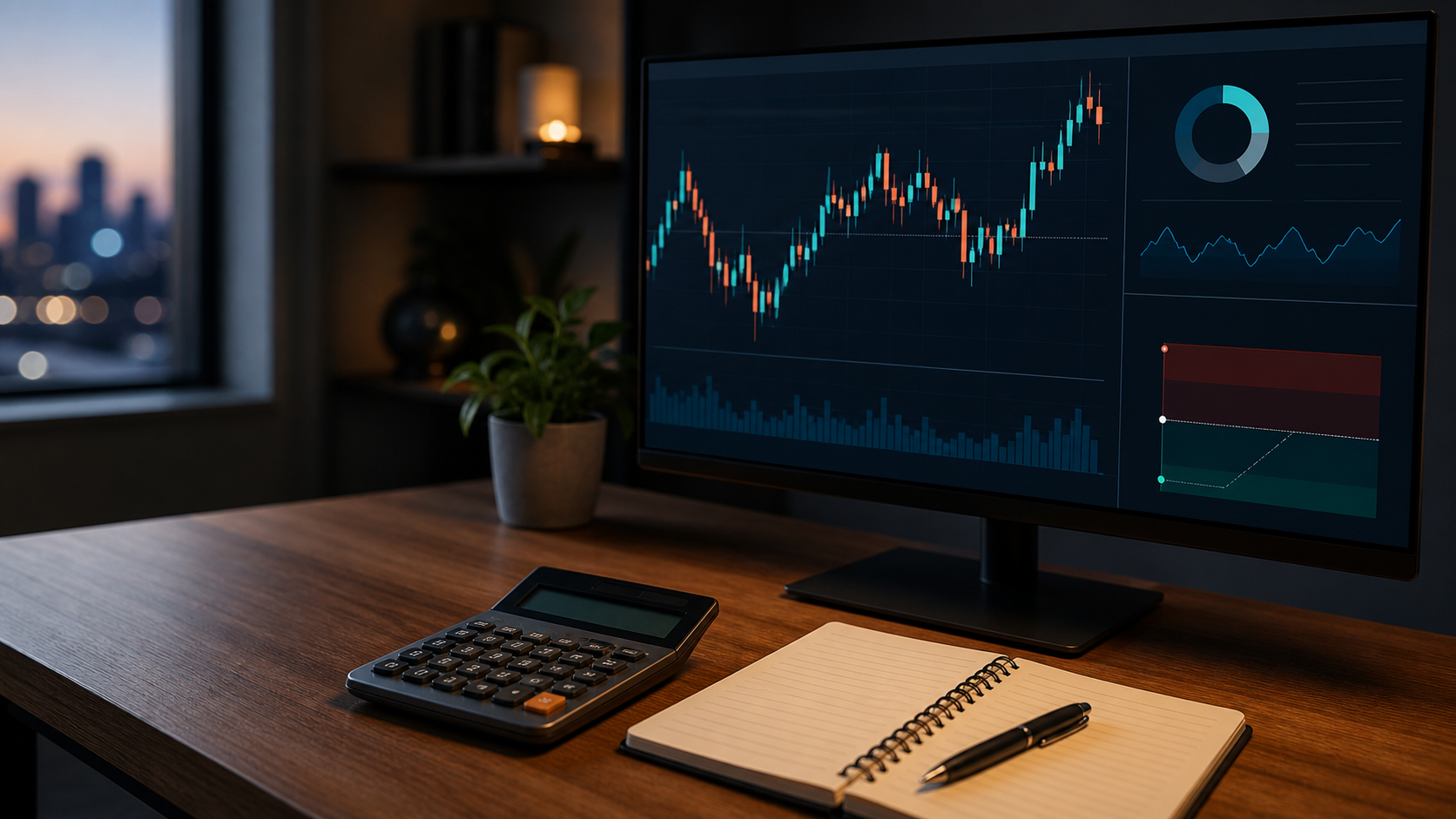 FX自動売買のロット数を2％ルールで管理するデスクイメージ