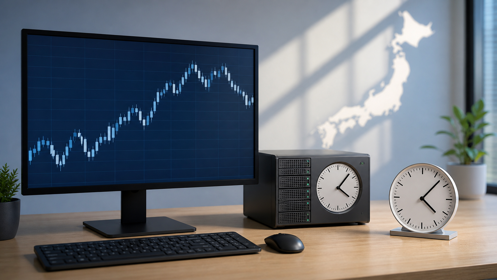 MT4サーバー時間と日本時間の違いを時計で確認する取引画面