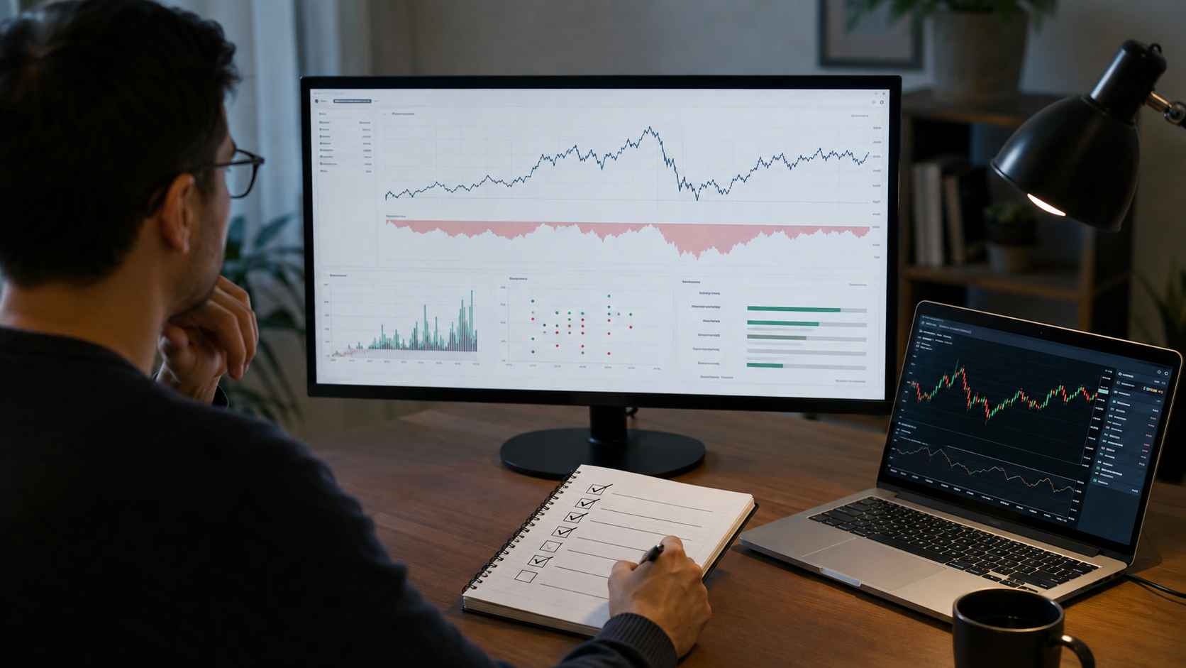 FX自動売買EAのバックテスト結果とデモ口座の動作を確認する様子