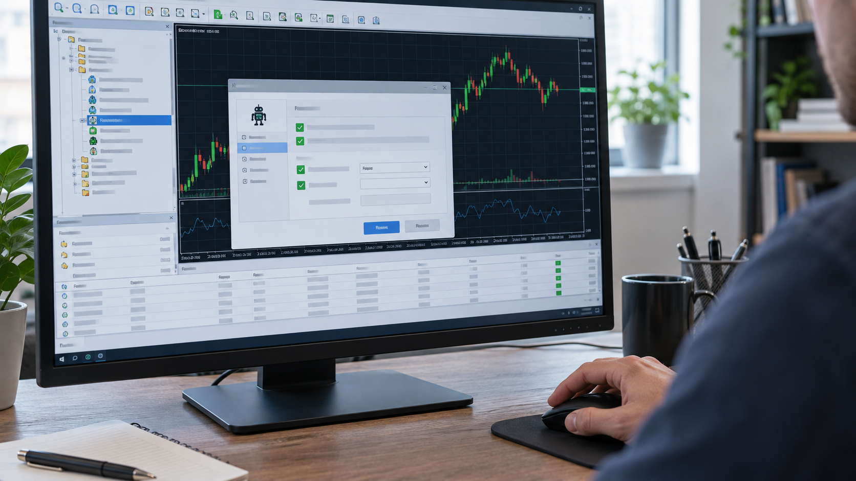 MT4でEAをチャートに設定し自動売買許可を確認する画面イメージ