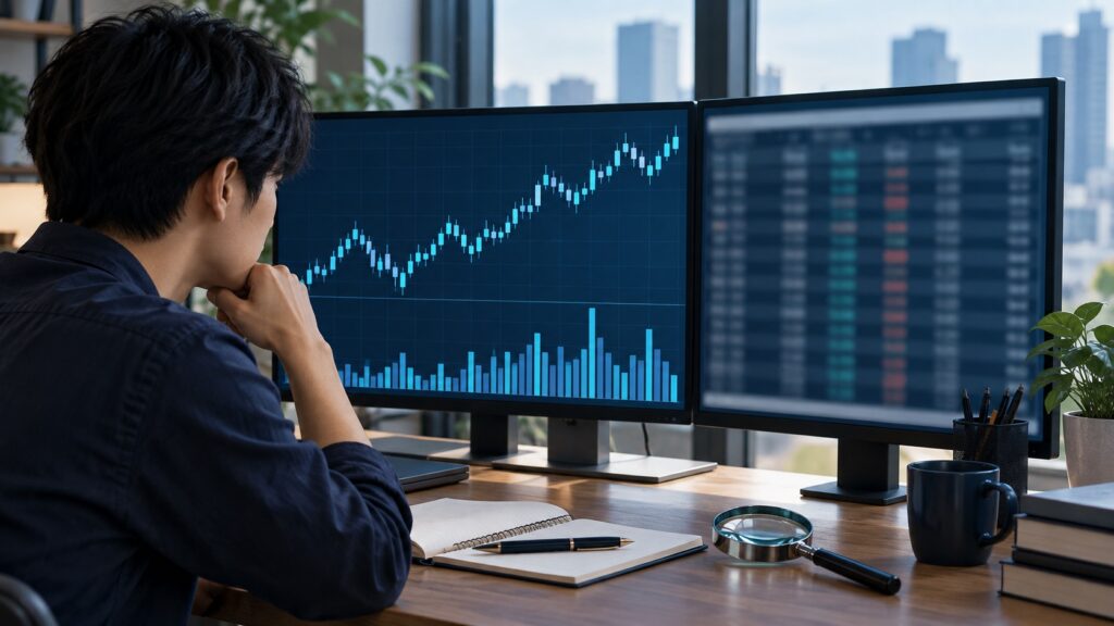 出来高の表示値とEAの参照値を照合する説明用イメージ