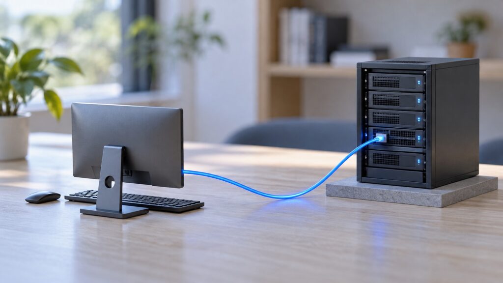 自宅の端末と離れたサーバーの稼働先を区別する模型